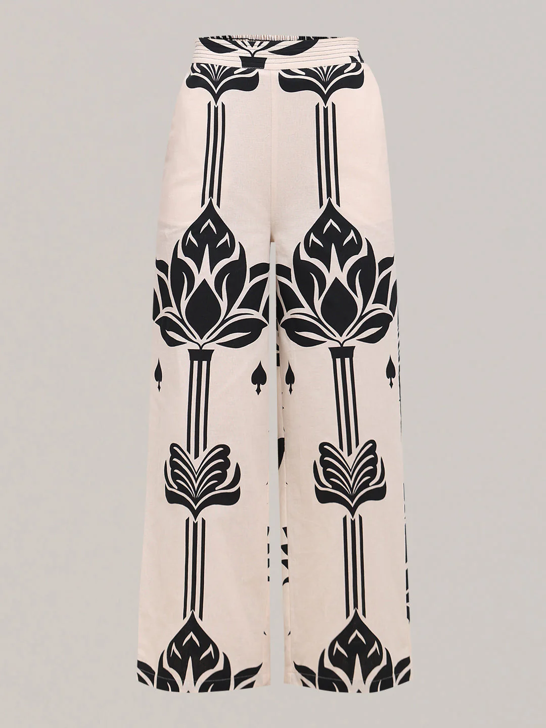 Ecru Printed High Rise Pants - Image 7