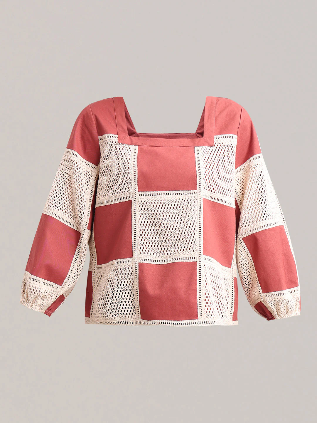 Colourblocked Crochet Detail Top - Image 7