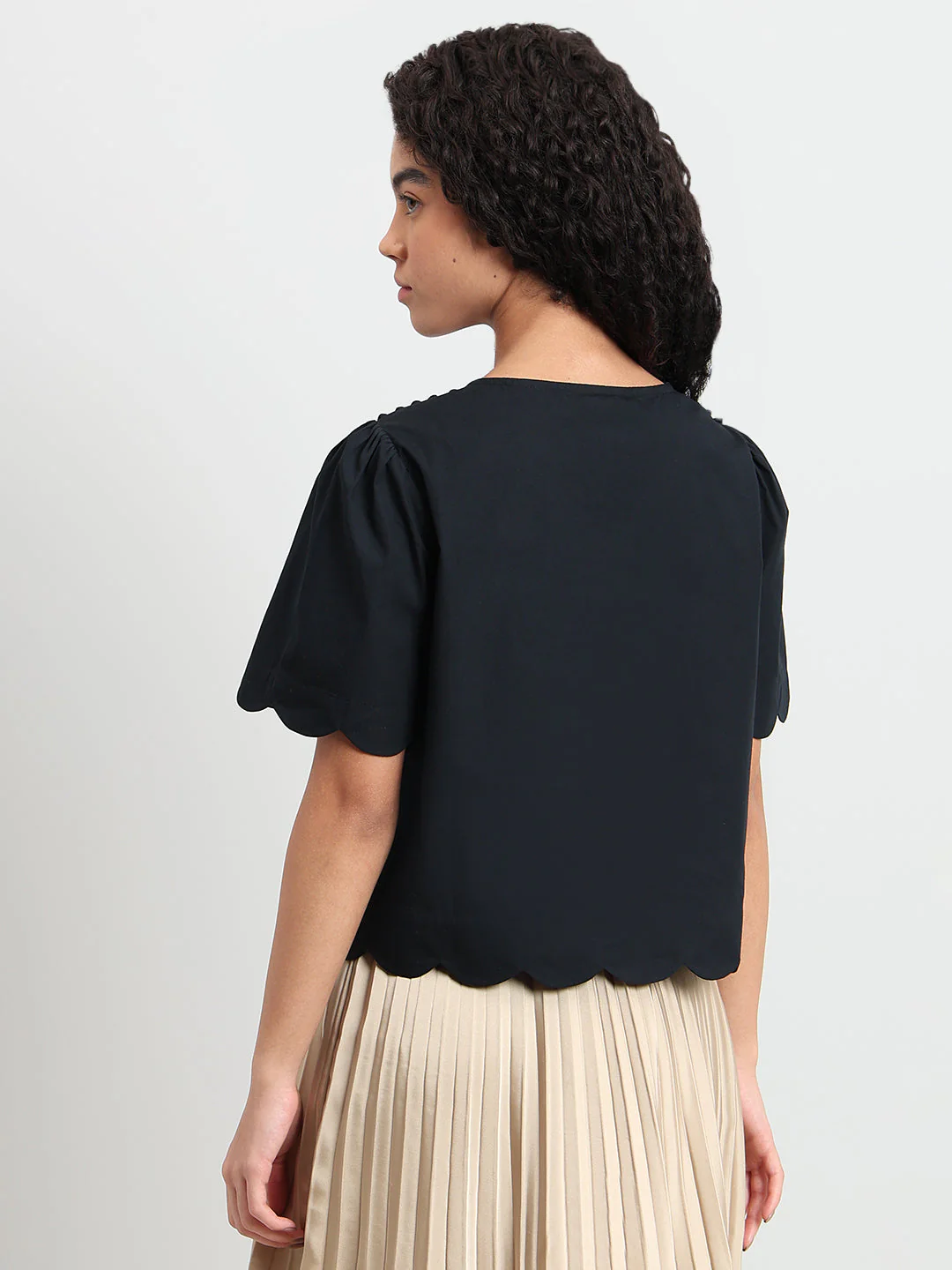 Black V-Neck Cotton Top - Image 4