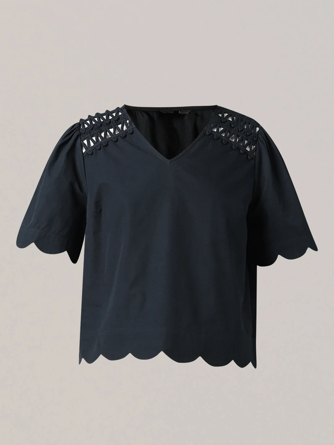 Black V-Neck Cotton Top - Image 7
