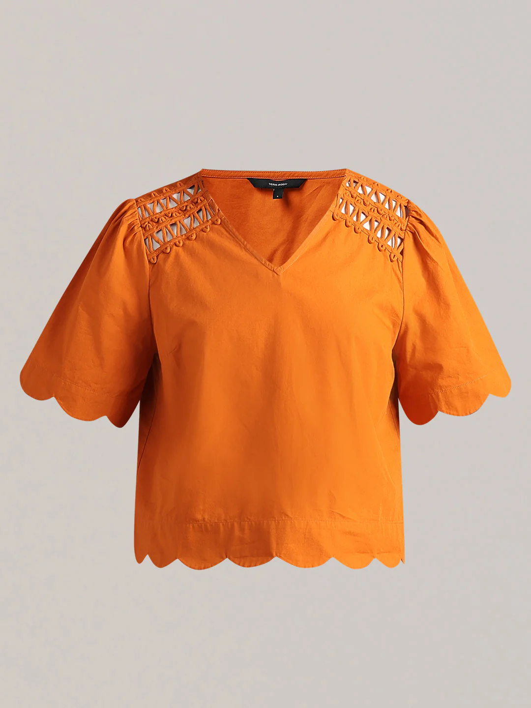 Orange V-Neck Cotton Top - Image 7