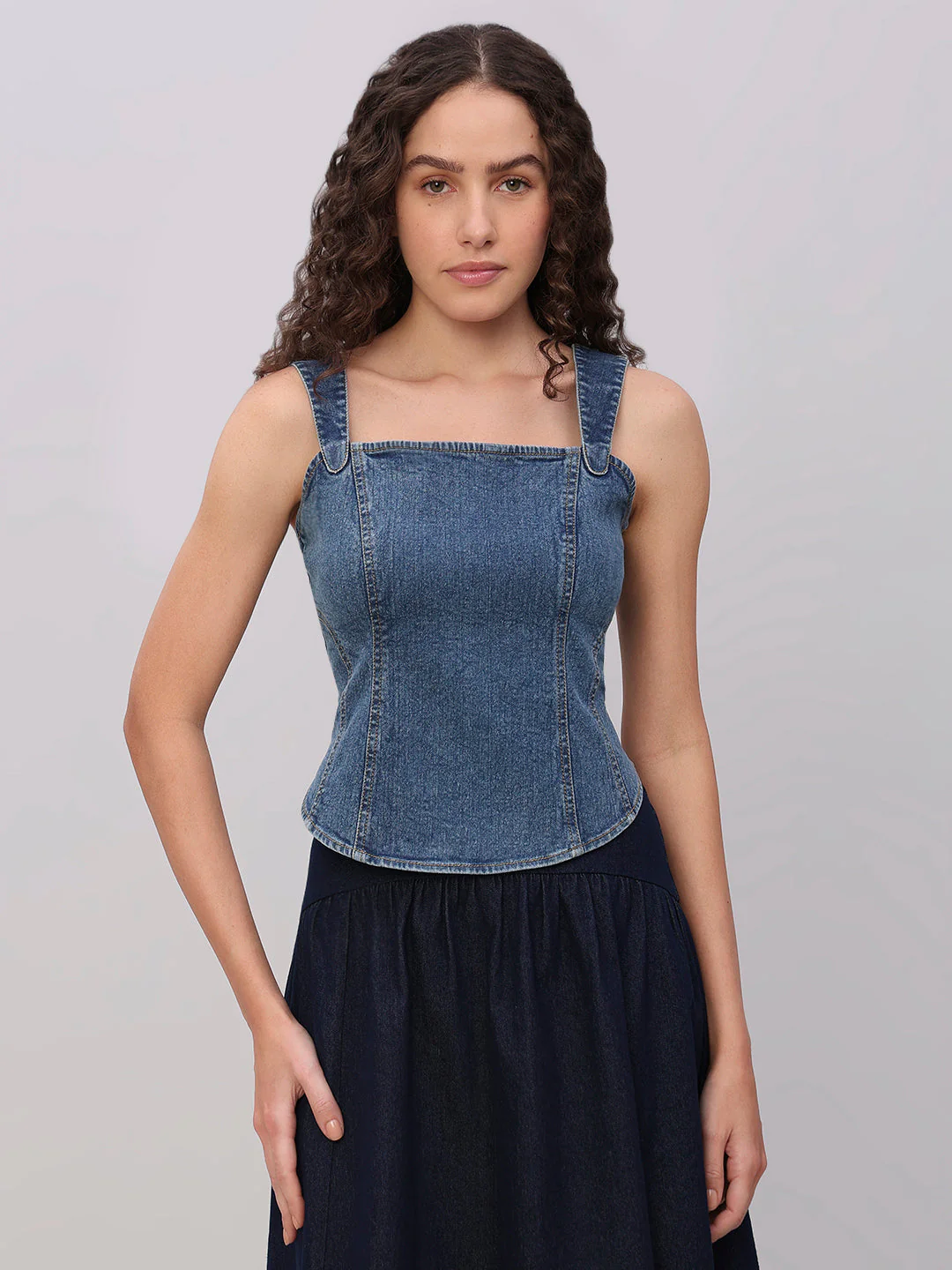 Blue Denim Corset Top - Image 2