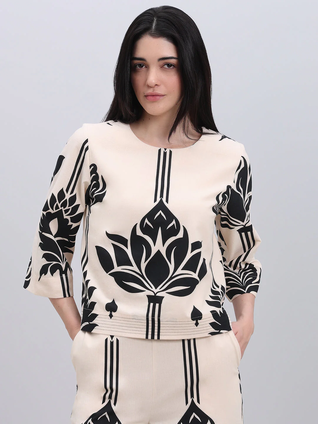 Ecru Printed Top - Image 2