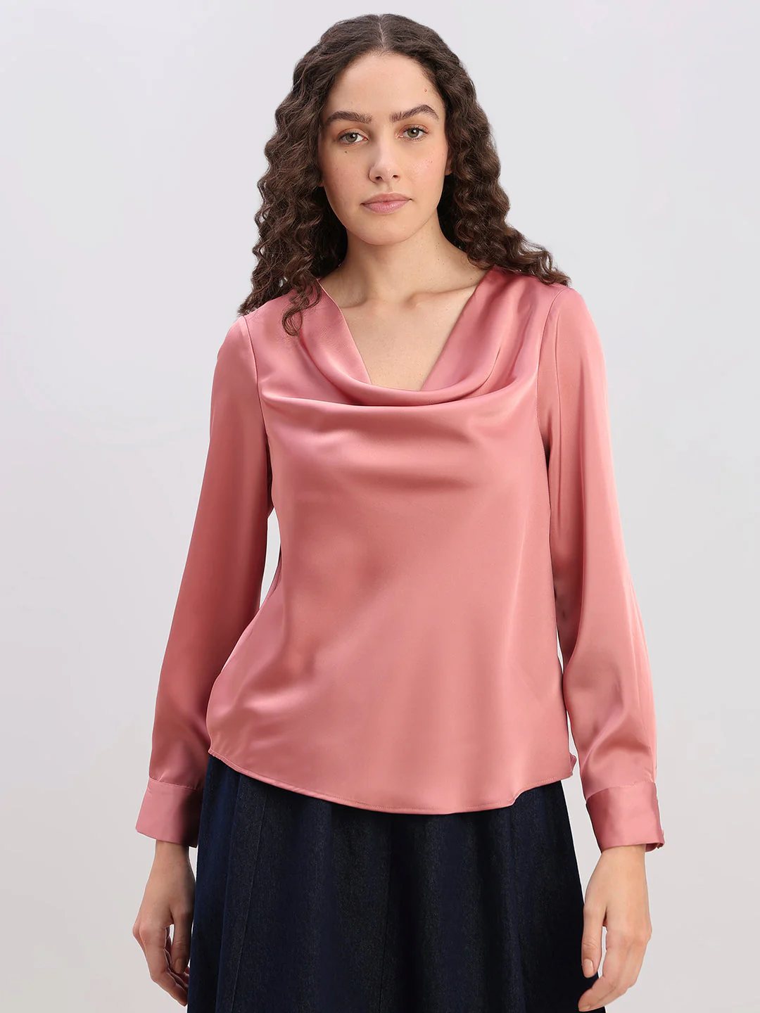 Blush Pink Cowl Neck Top - Image 2