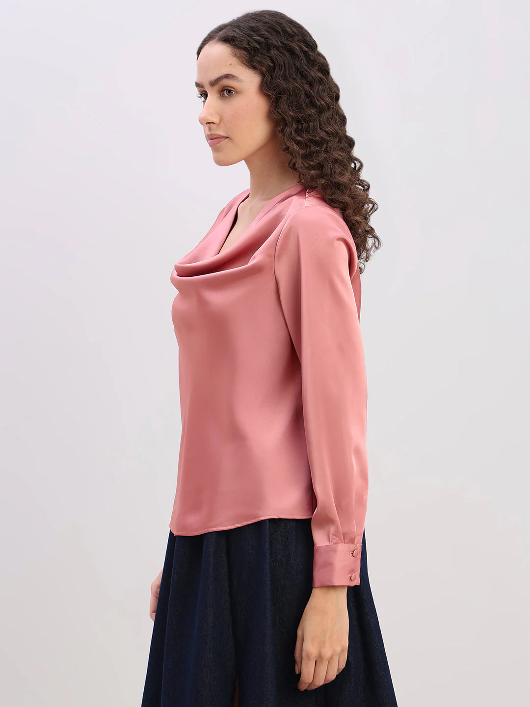 Blush Pink Cowl Neck Top - Image 3