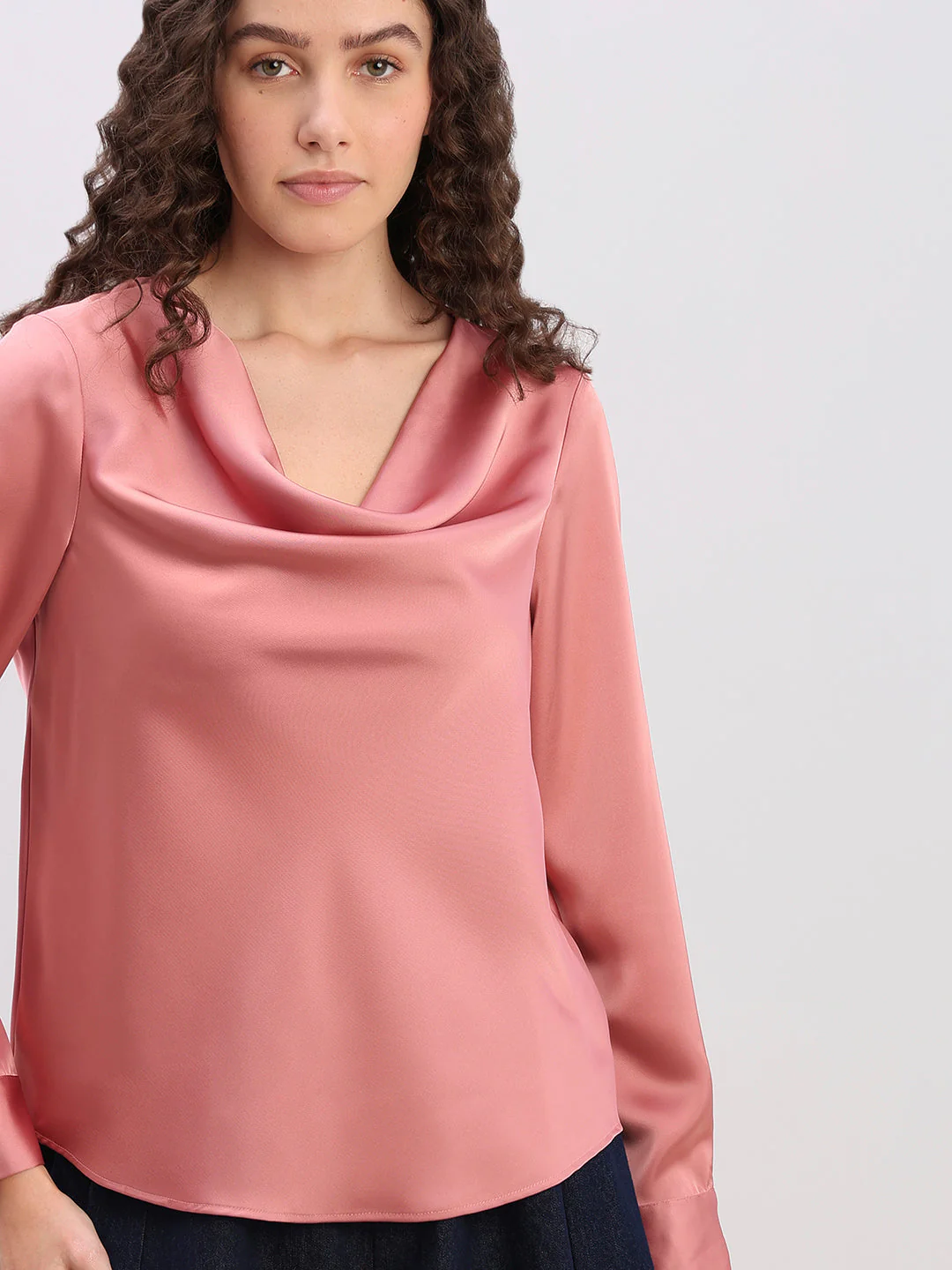 Blush Pink Cowl Neck Top - Image 6