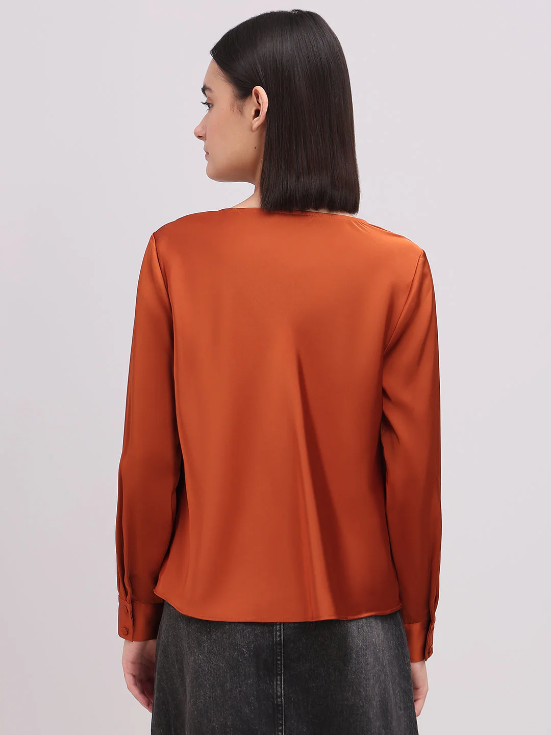 Rust Orange Cowl Neck Top - Image 4
