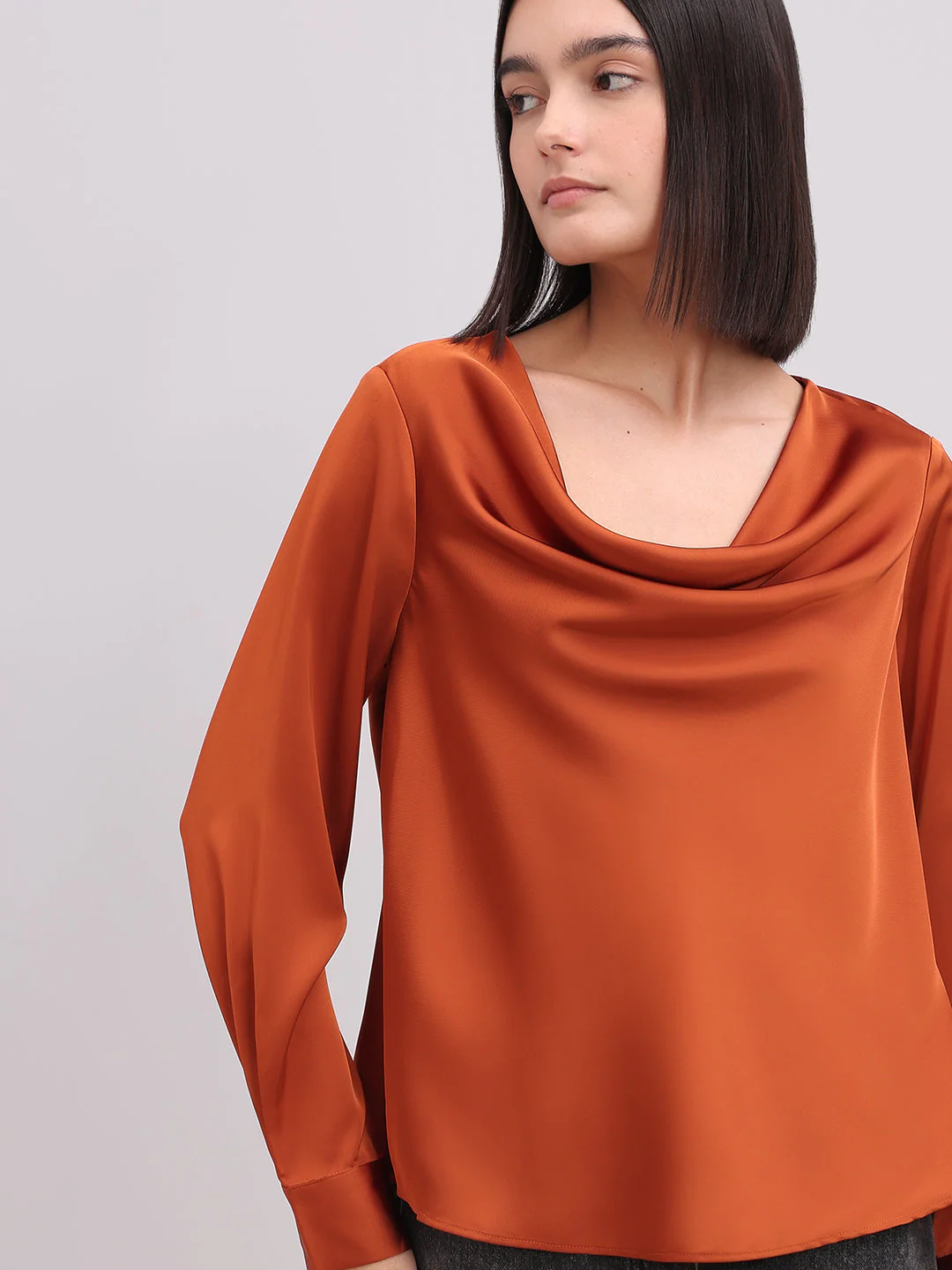 Rust Orange Cowl Neck Top - Image 6