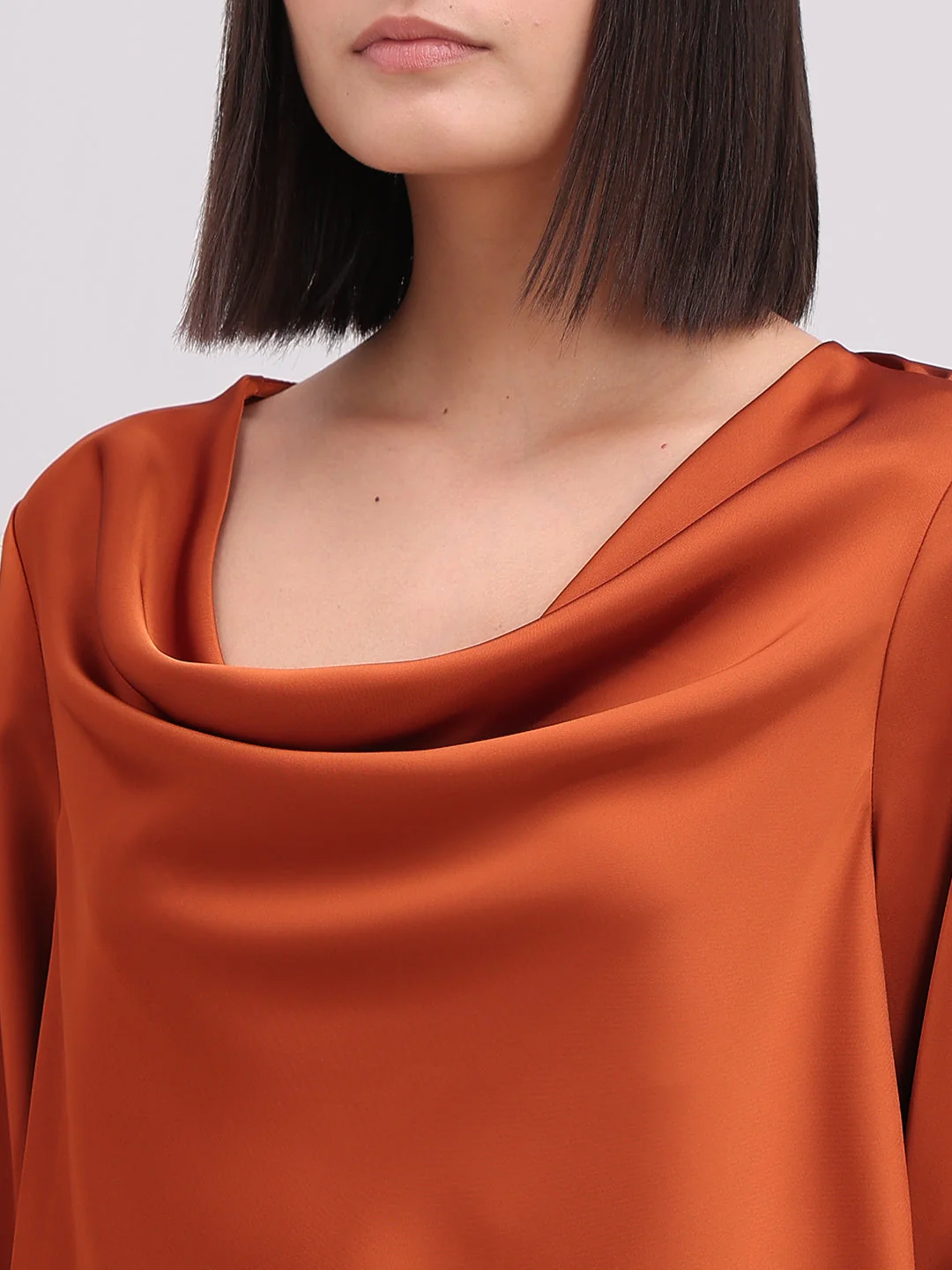 Rust Orange Cowl Neck Top - Image 8