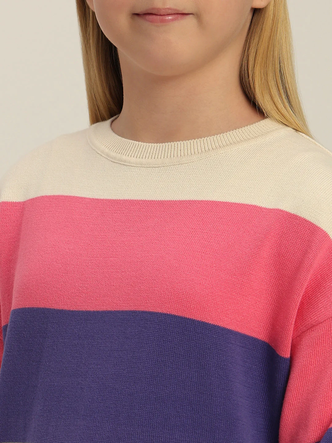 Girls Colourblocked Full Sleeves Sweater - Image 8
