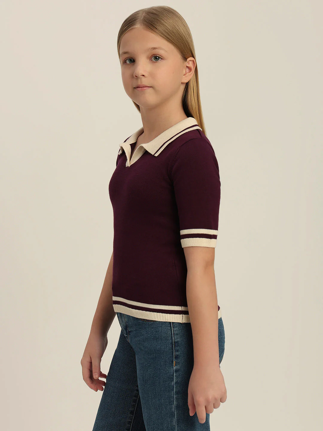 Girls Contrast Tipping Knit Polo - Image 3