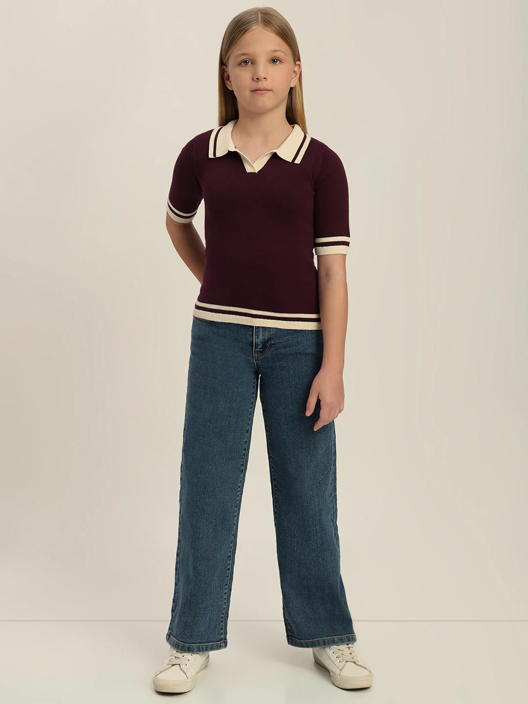 Girls Contrast Tipping Knit Polo - Image 5