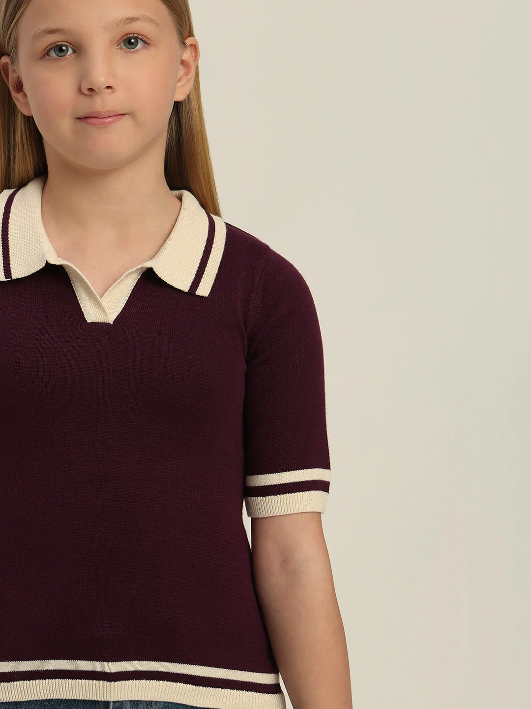 Girls Contrast Tipping Knit Polo - Image 6