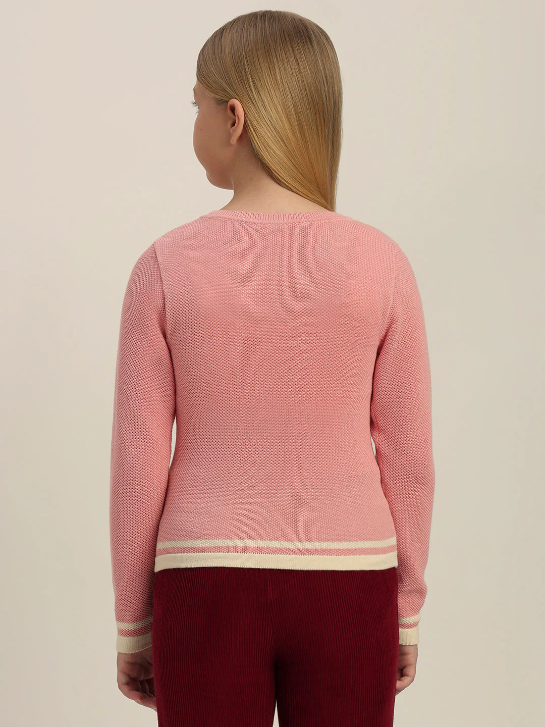 Girls Pink Full Sleeves Pullover - Image 4