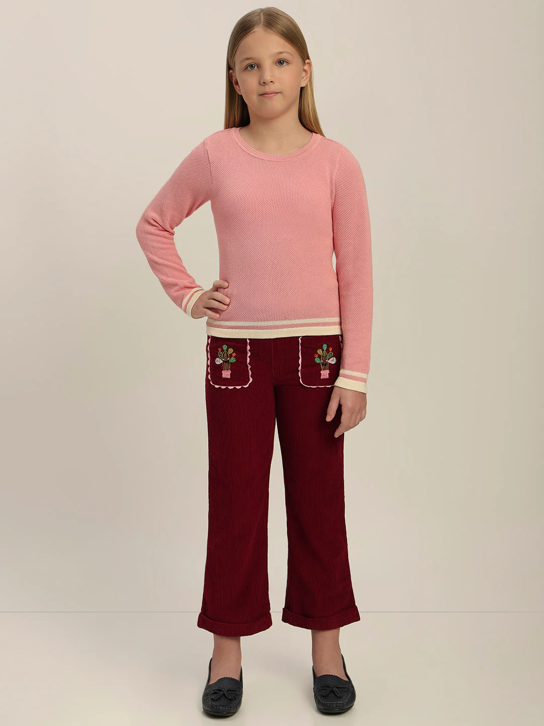 Girls Pink Full Sleeves Pullover - Image 5