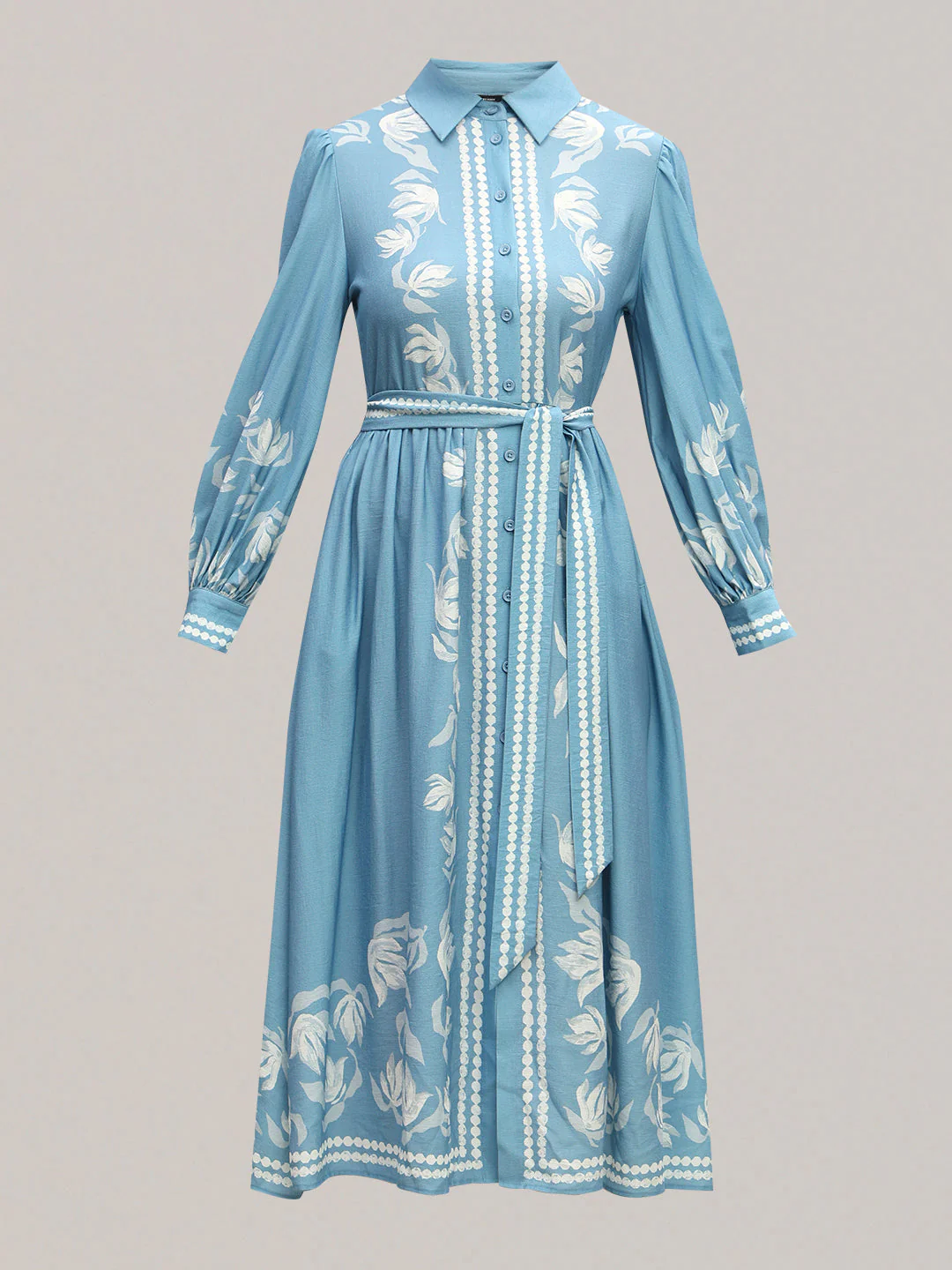 Light Blue Printed Shirt Dress - Image 7