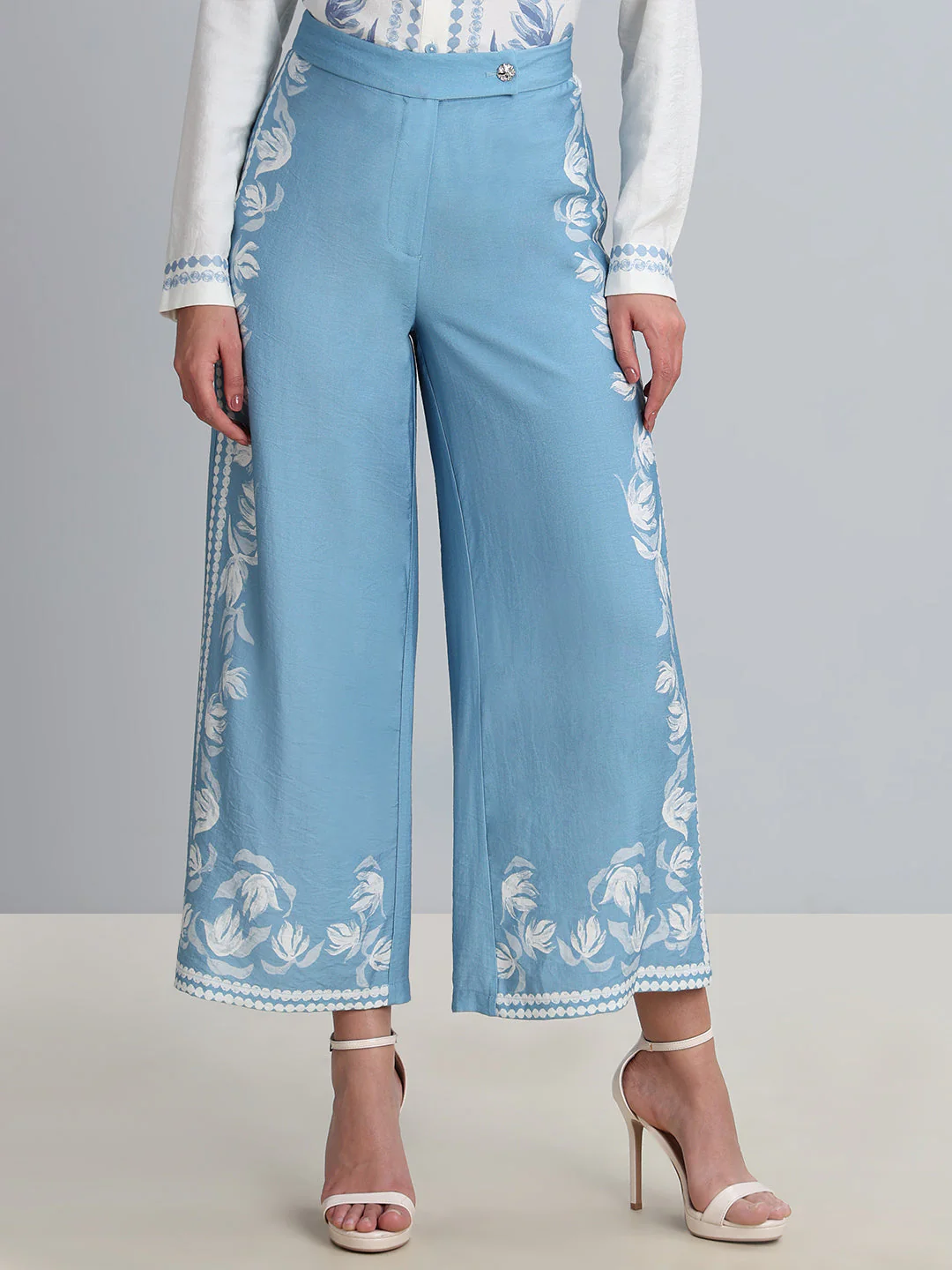 Light Blue Printed Pants - Image 2