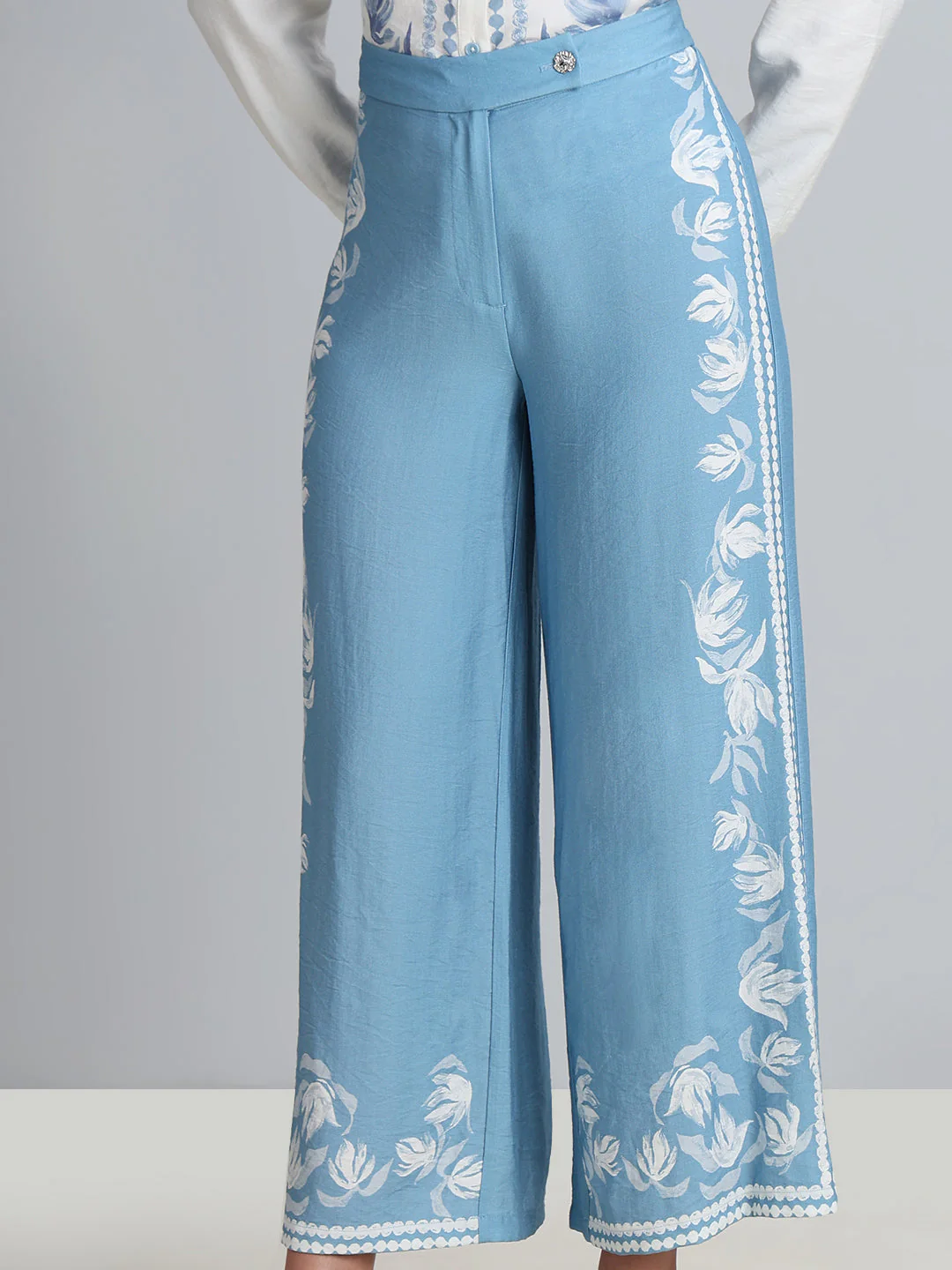 Light Blue Printed Pants - Image 6