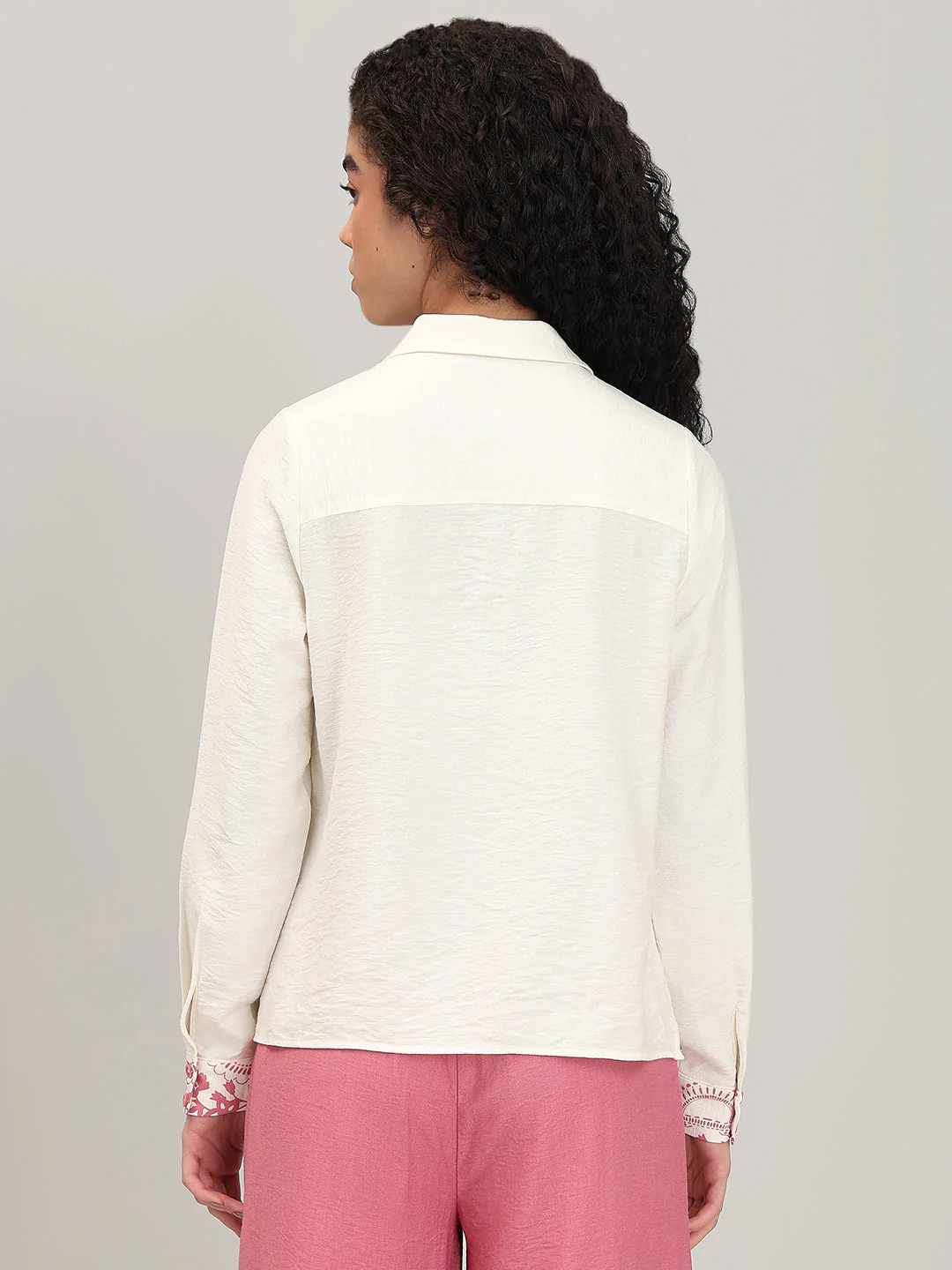 Ivory Cream Printed Shirt - Image 4