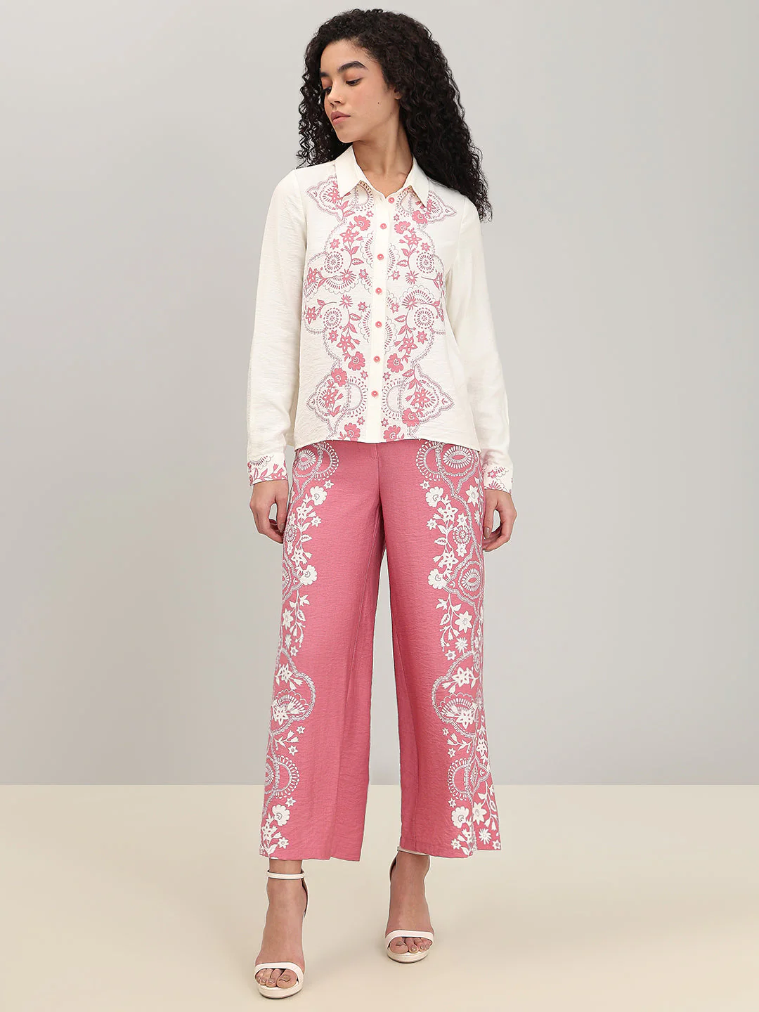Ivory Cream Printed Shirt - Image 5