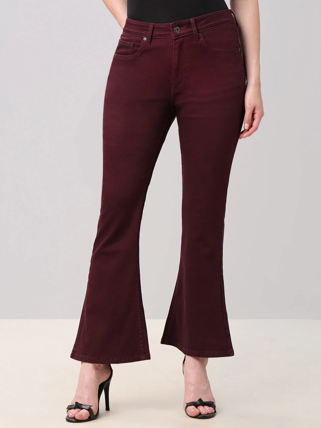Maroon High Rise Eric Bootcut Jeans - Image 2