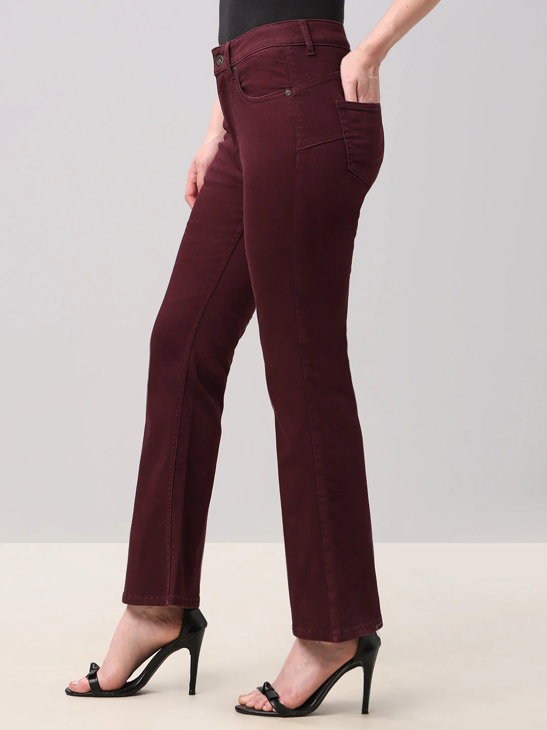 Maroon High Rise Eric Bootcut Jeans - Image 3