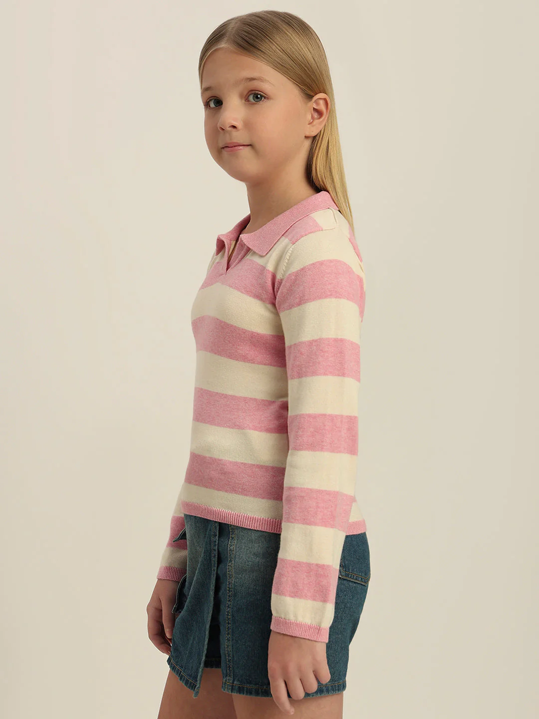 Girls Colourblocked Polo Sweater - Image 3