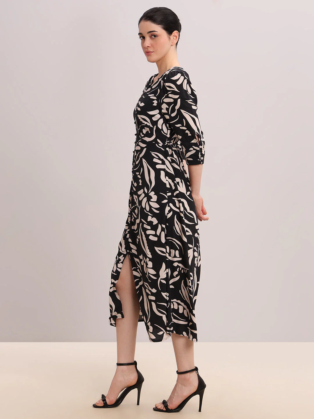 Black Printed Viscose Dress - Image 3
