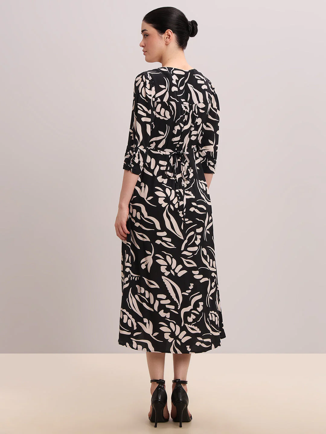 Black Printed Viscose Dress - Image 4