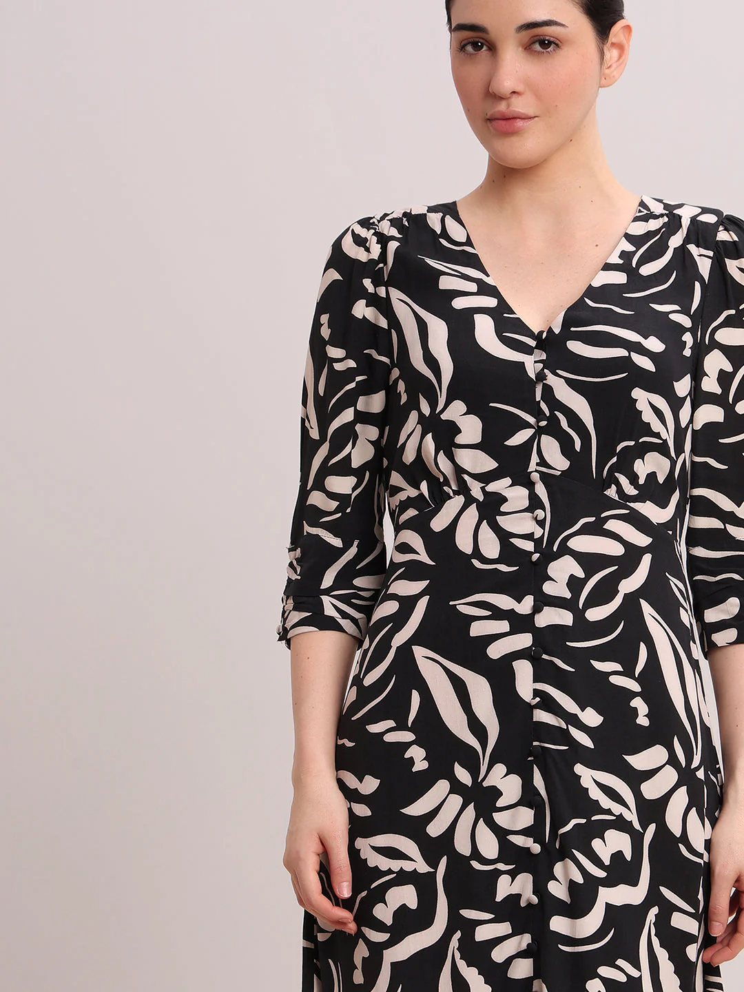 Black Printed Viscose Dress - Image 5
