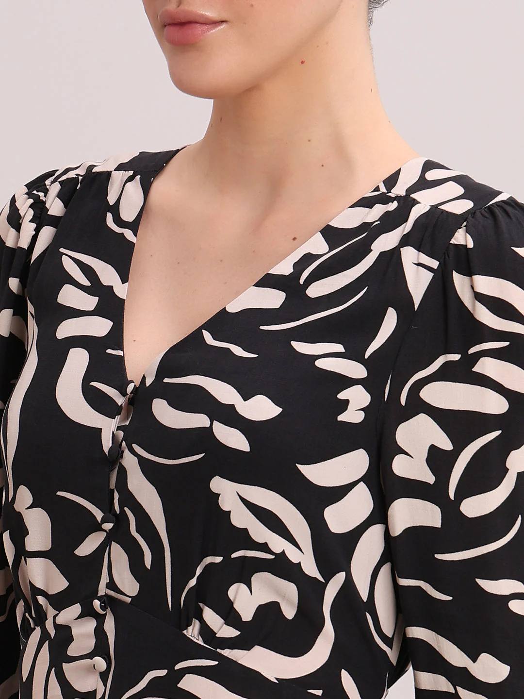 Black Printed Viscose Dress - Image 6