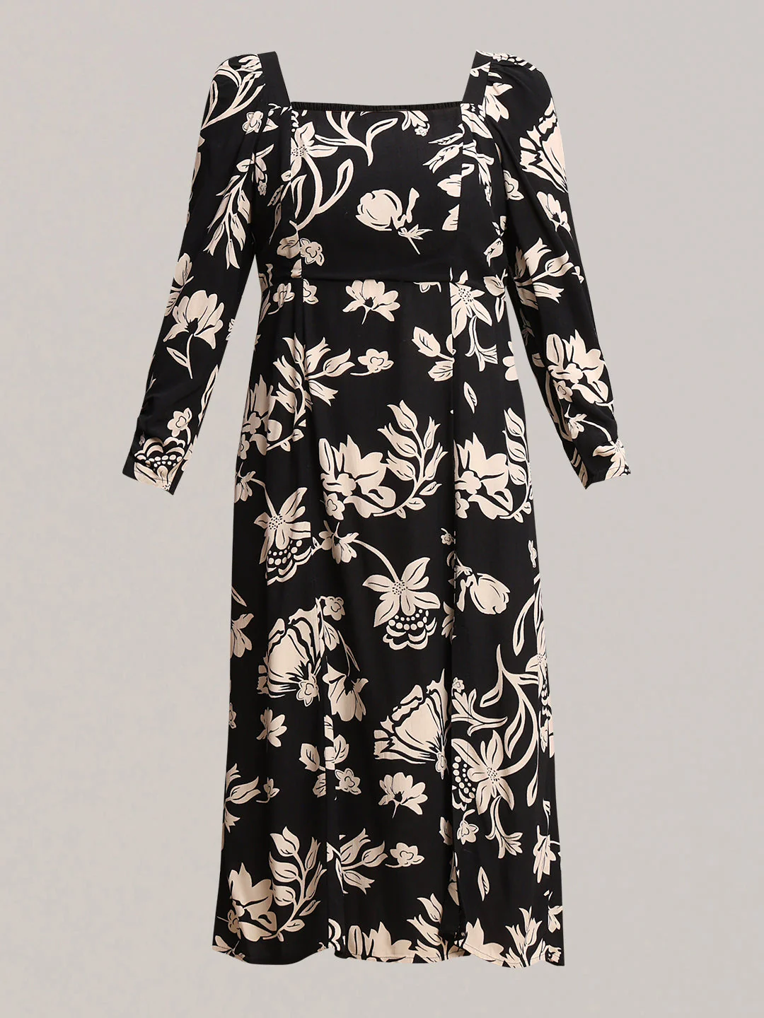 Black Printed Viscose Midi Dress - Image 7
