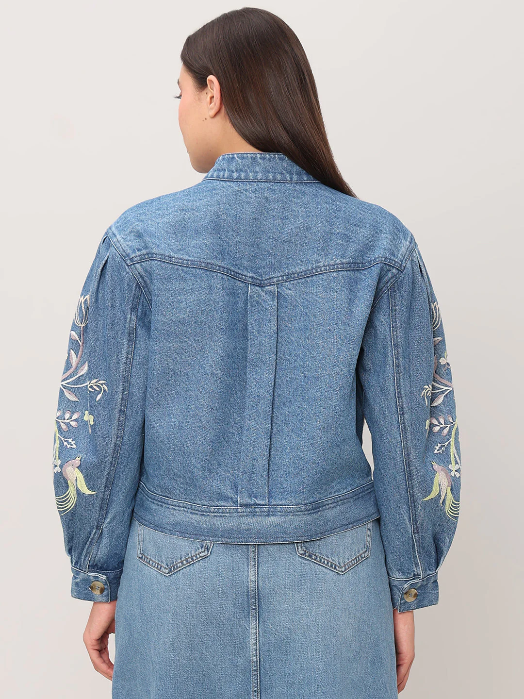 Embroidered Sleeves Denim Jacket - Image 4
