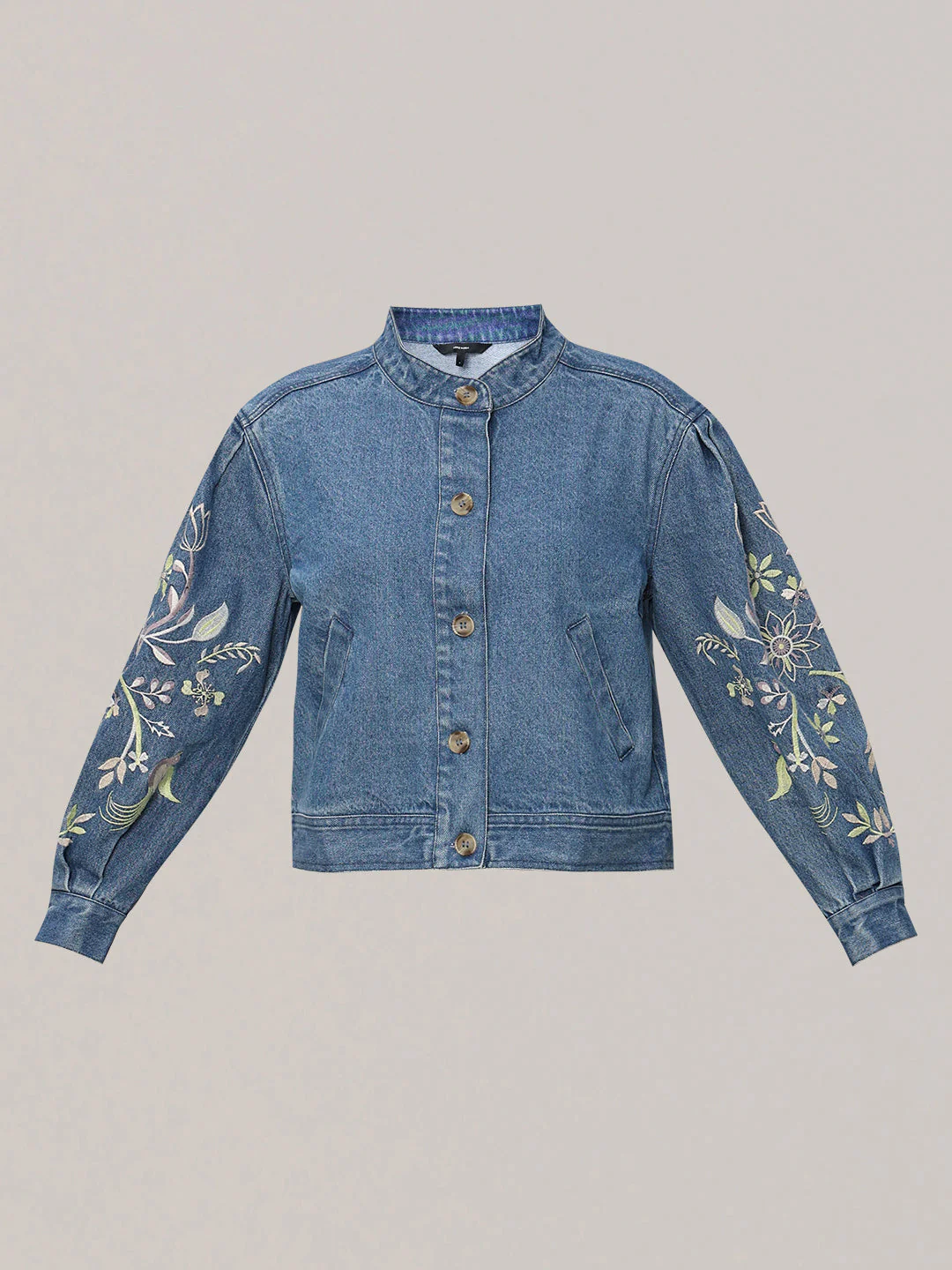 Embroidered Sleeves Denim Jacket - Image 7