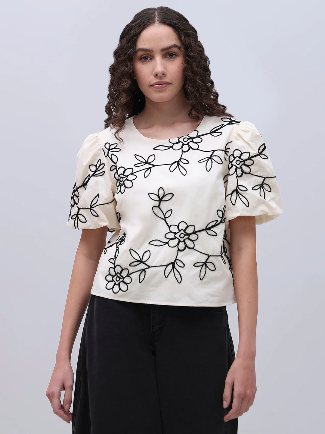 White Printed Cotton Top - Image 2
