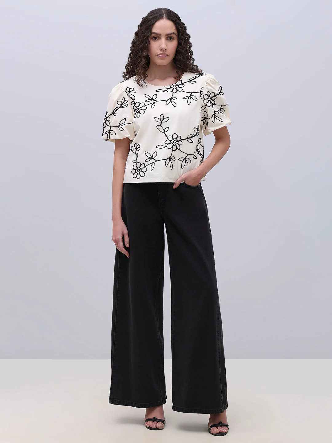 White Printed Cotton Top - Image 5