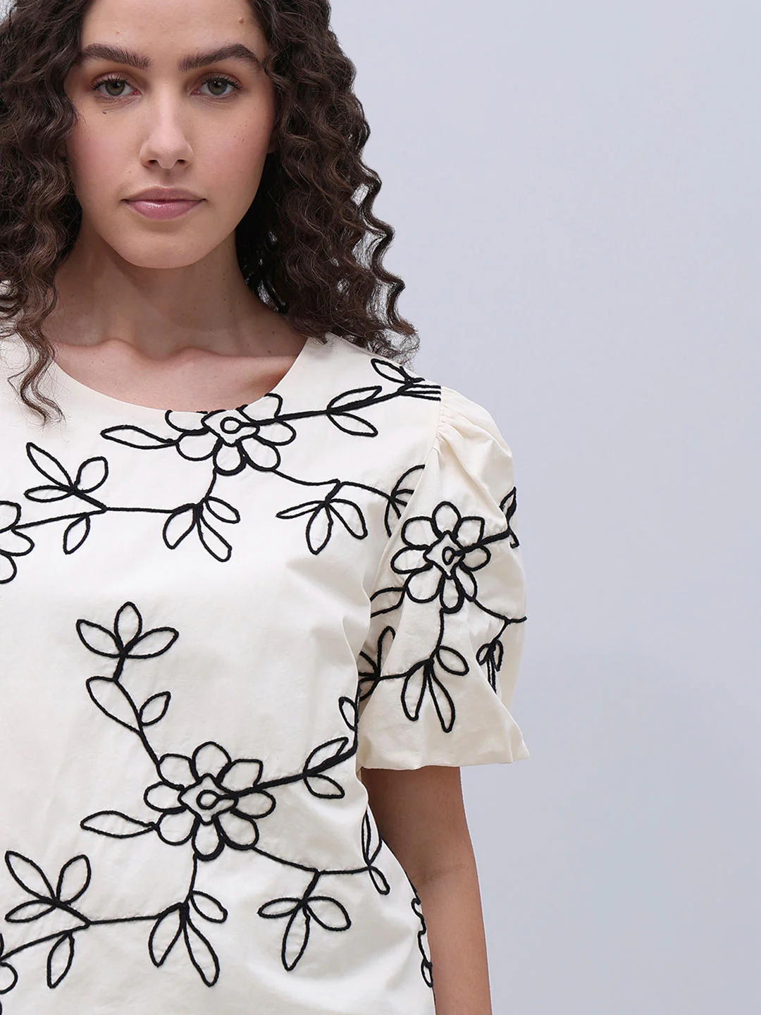 White Printed Cotton Top - Image 6