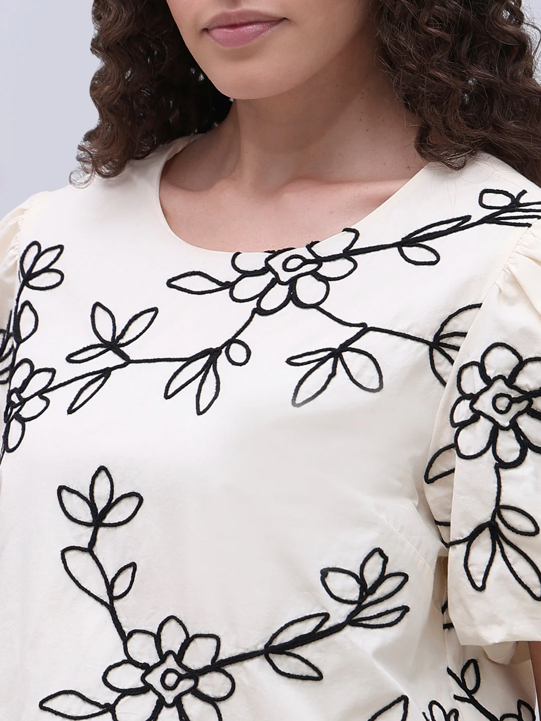 White Printed Cotton Top - Image 8
