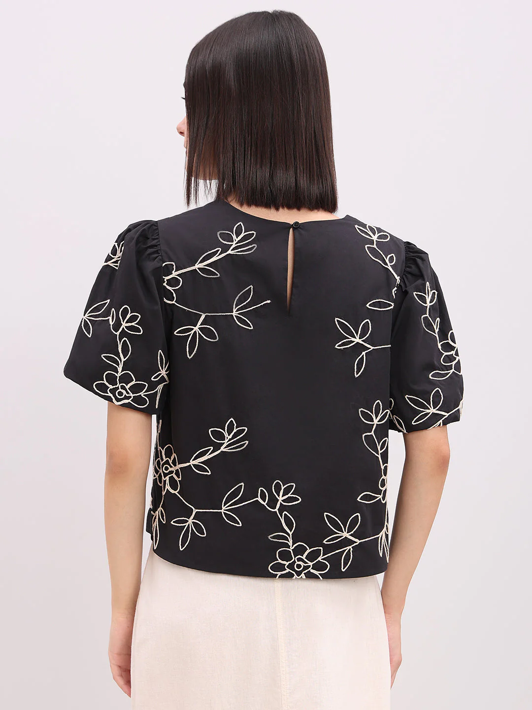 Black Printed Cotton Top - Image 4