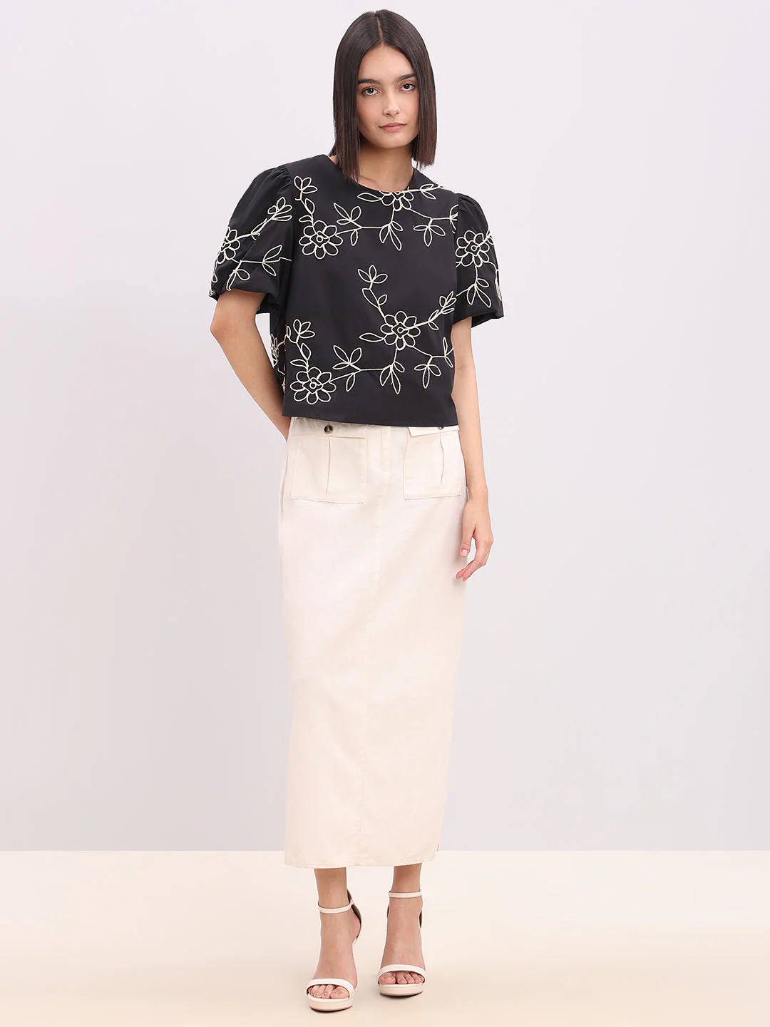 Black Printed Cotton Top - Image 5