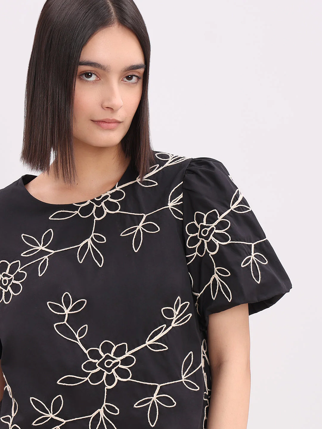 Black Printed Cotton Top - Image 6