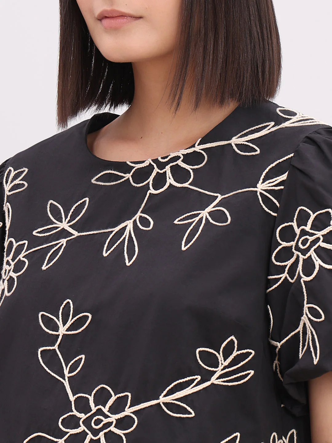 Black Printed Cotton Top - Image 8