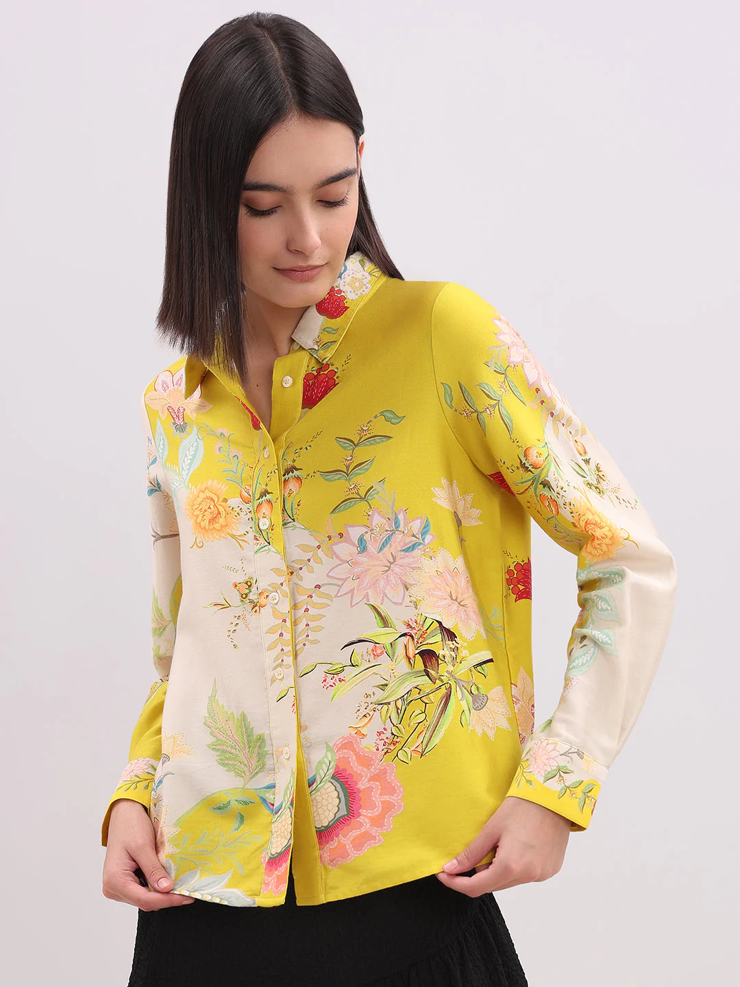 Yellow Floral Cotton Shirt - Image 2