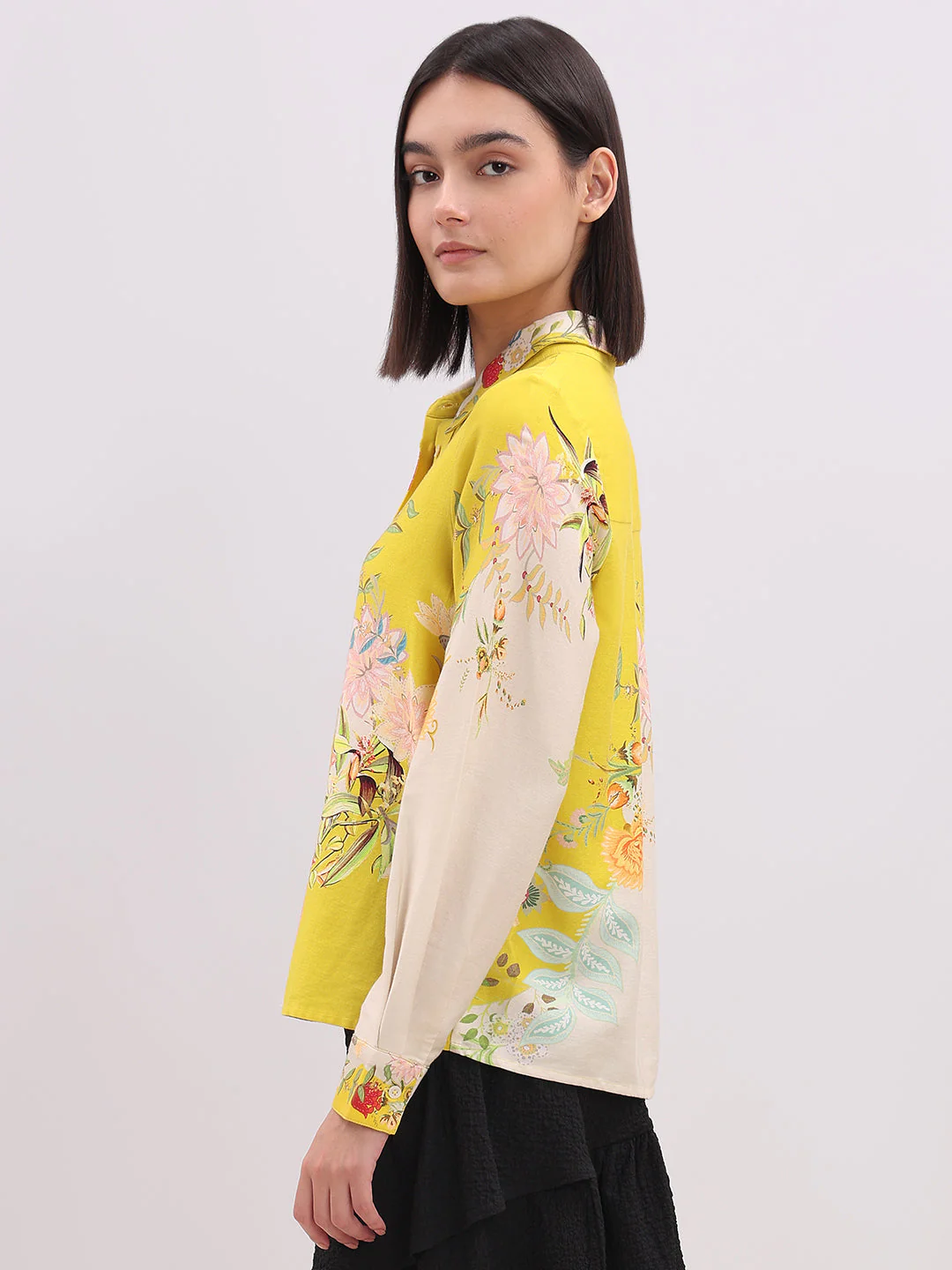 Yellow Floral Cotton Shirt - Image 3