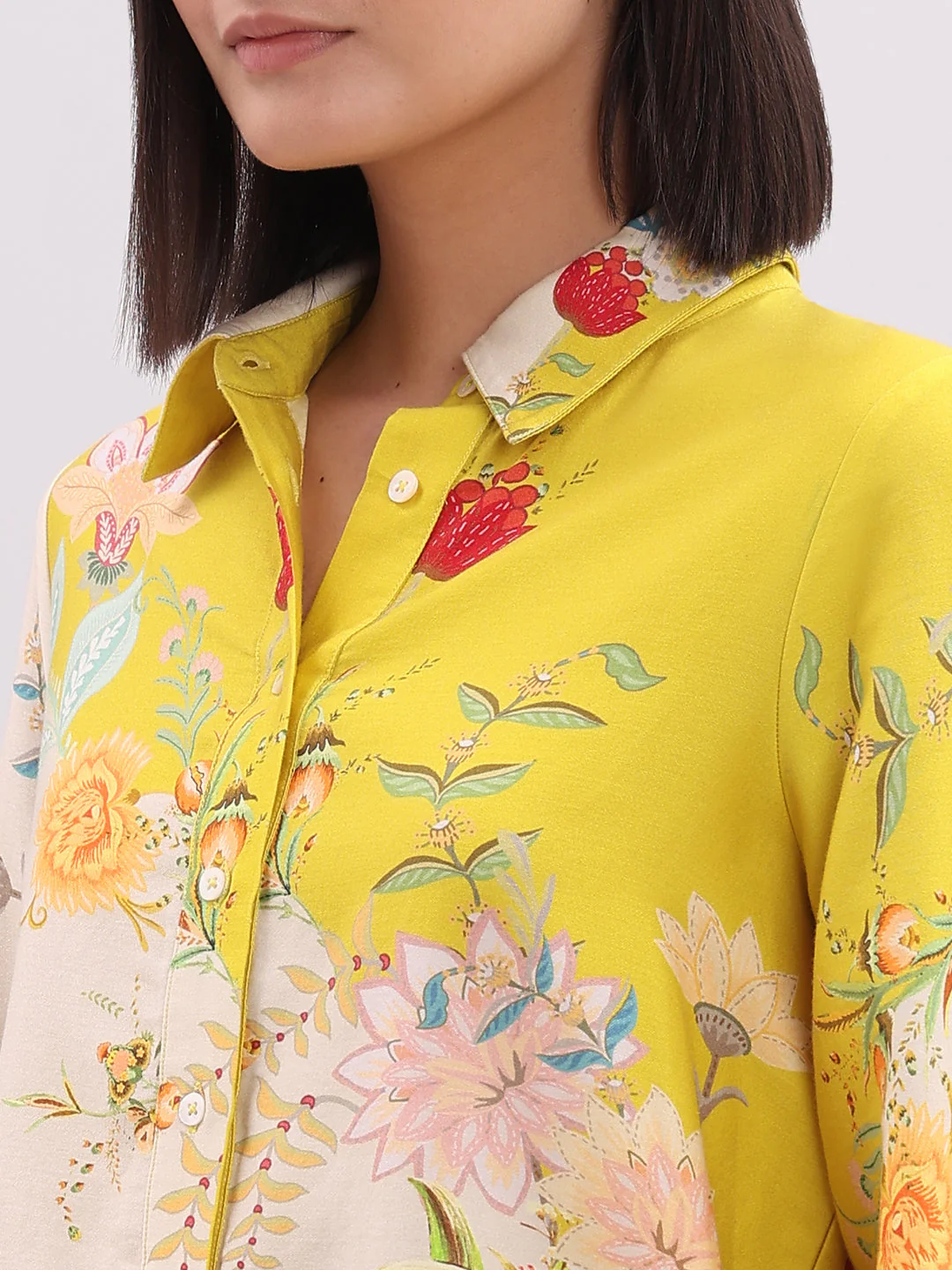 Yellow Floral Cotton Shirt - Image 8