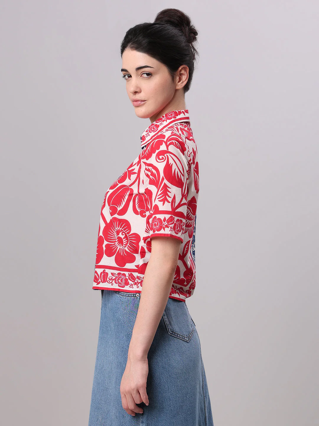 Colourblocked Printed Cotton Shirt - Image 3