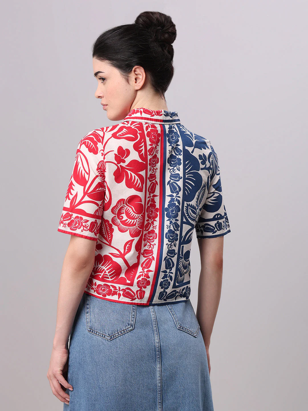 Colourblocked Printed Cotton Shirt - Image 4