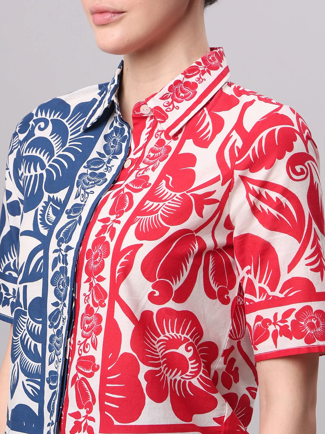 Colourblocked Printed Cotton Shirt - Image 8