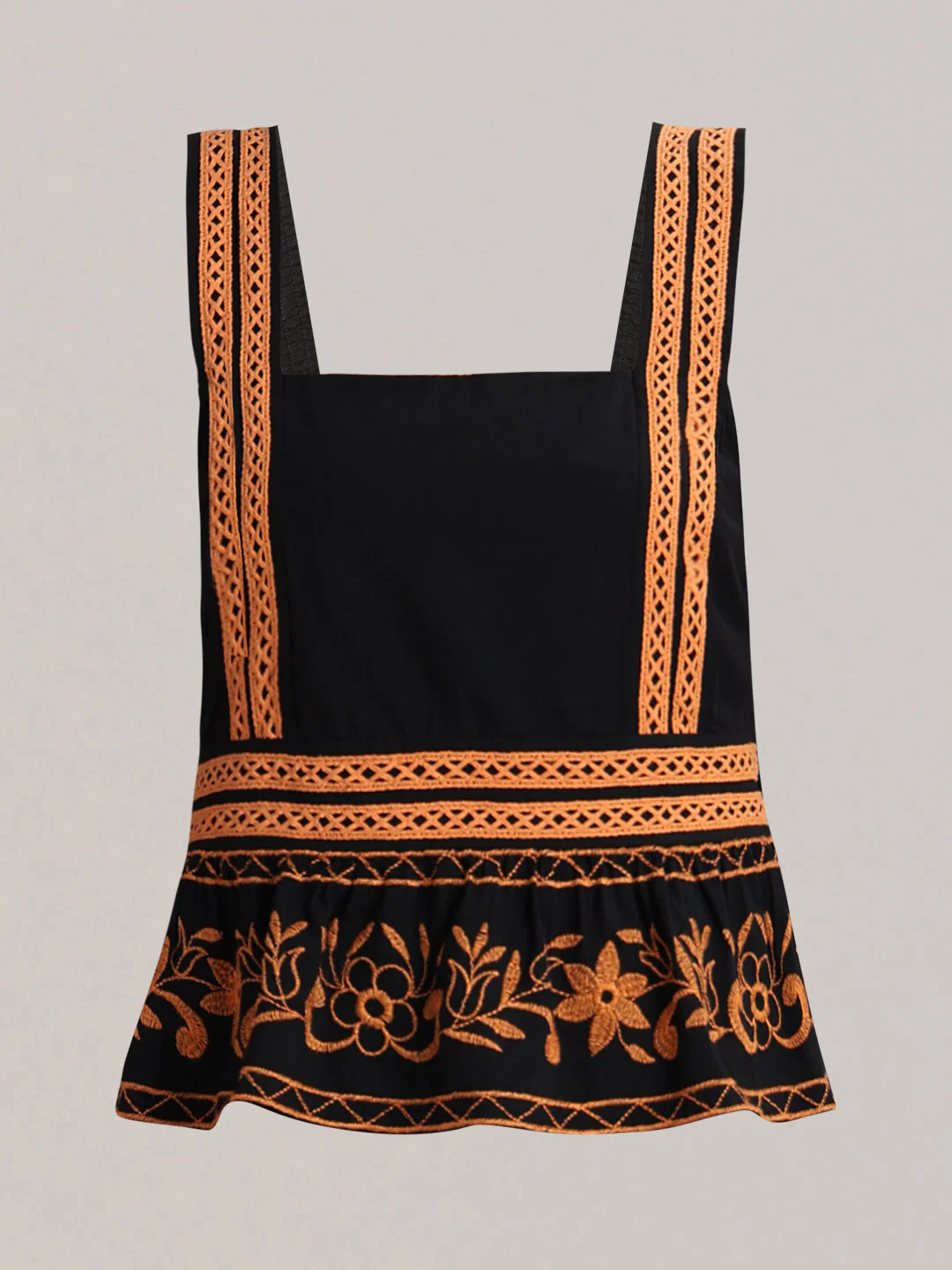 Black Contrast Embroidered Top - Image 7