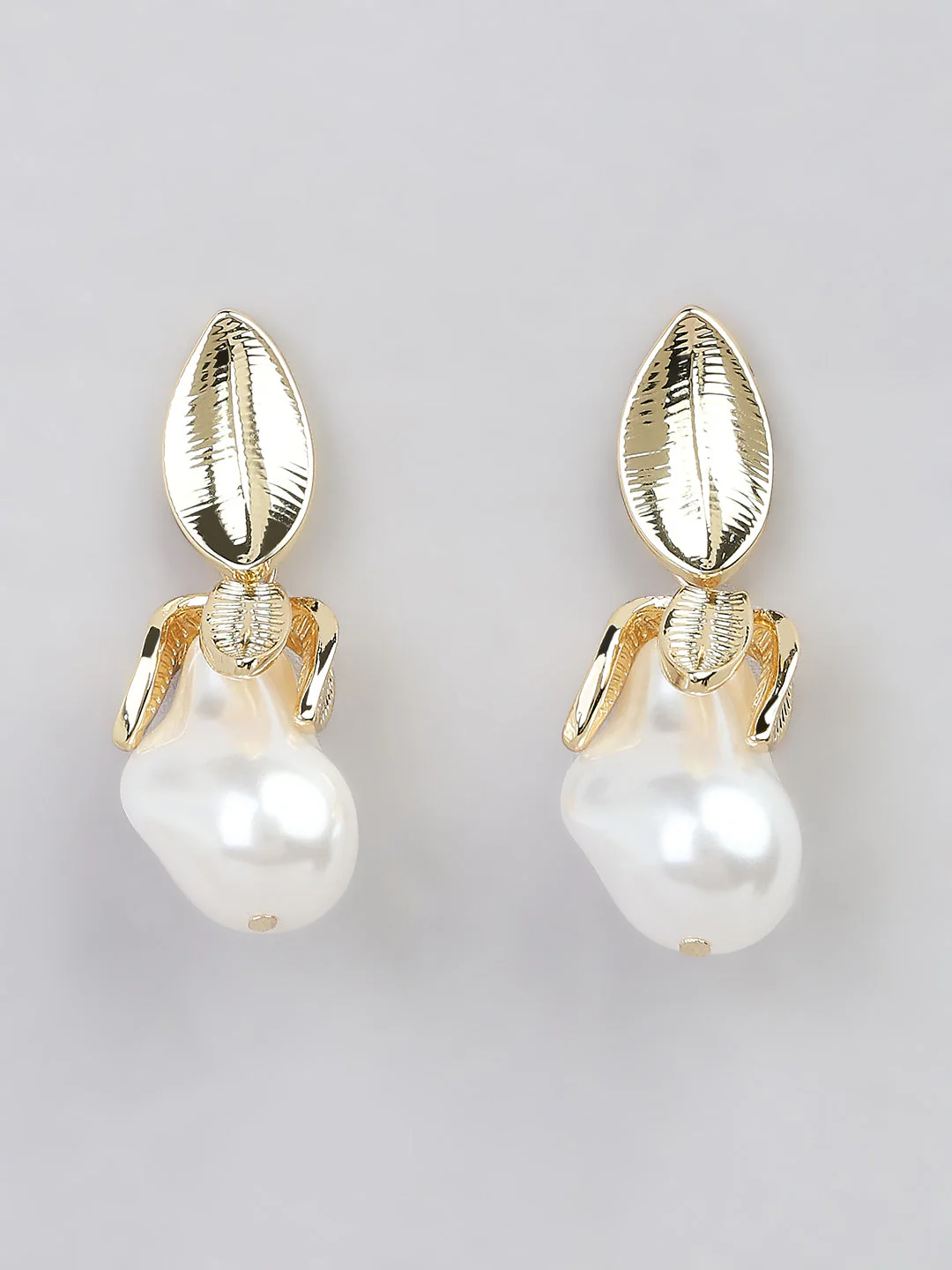 Gold-Tone Pearl Drop Earrings - Image 2